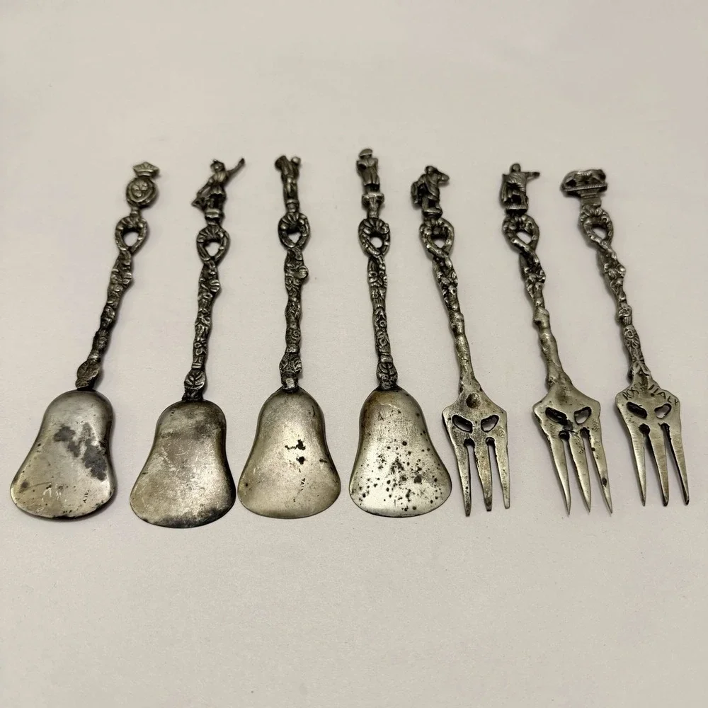 Antique Rossi Italy Flatware Silver Plated Brass Baroque Demitasse VTG Rococo